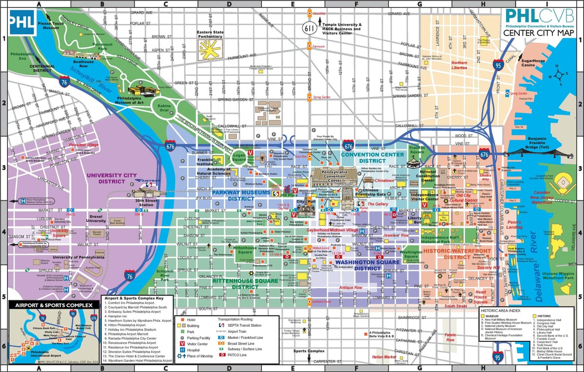 Mapa do centro da cidade de Filadélfia