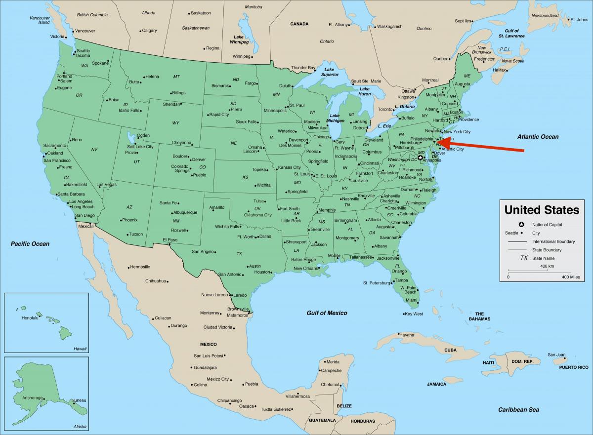 Filadélfia na Pensilvânia - mapa dos EUA